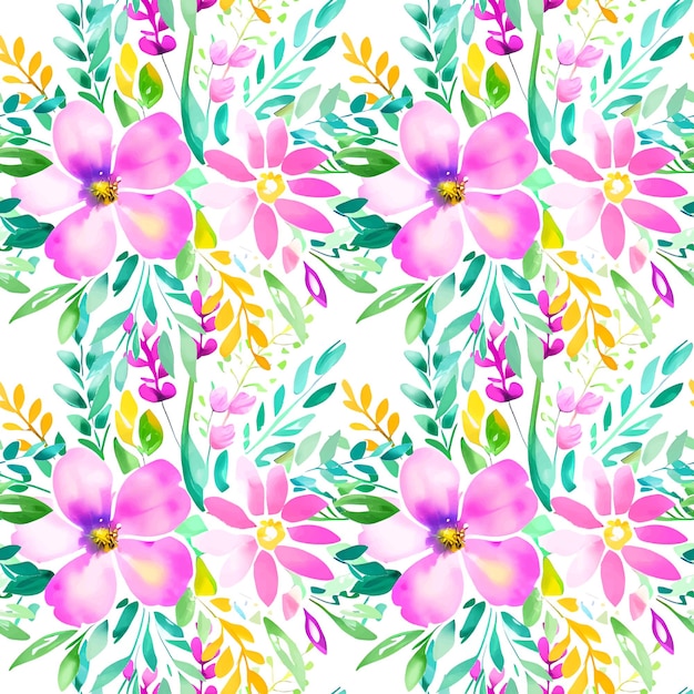 Floral shape watercolor seamless pattern