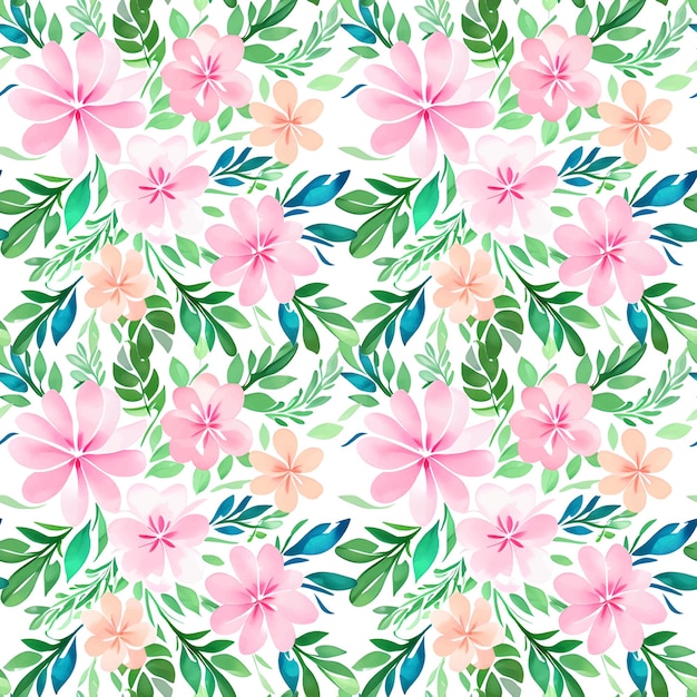 Floral shape watercolor seamless pattern