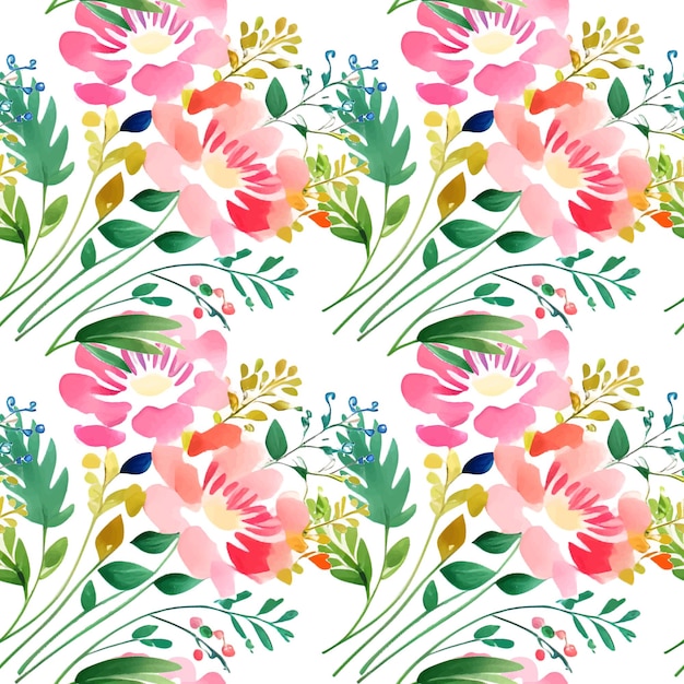 Floral shape watercolor seamless pattern