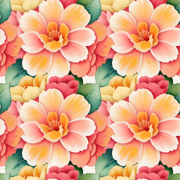 Floral shape watercolor seamless pattern