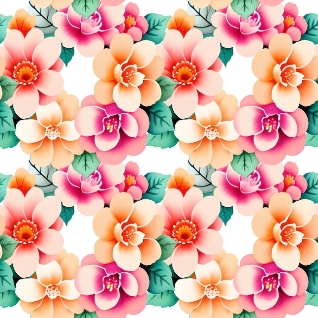 Floral shape watercolor seamless pattern