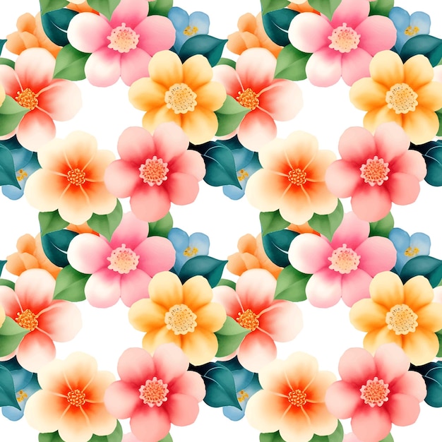 Floral shape watercolor seamless pattern