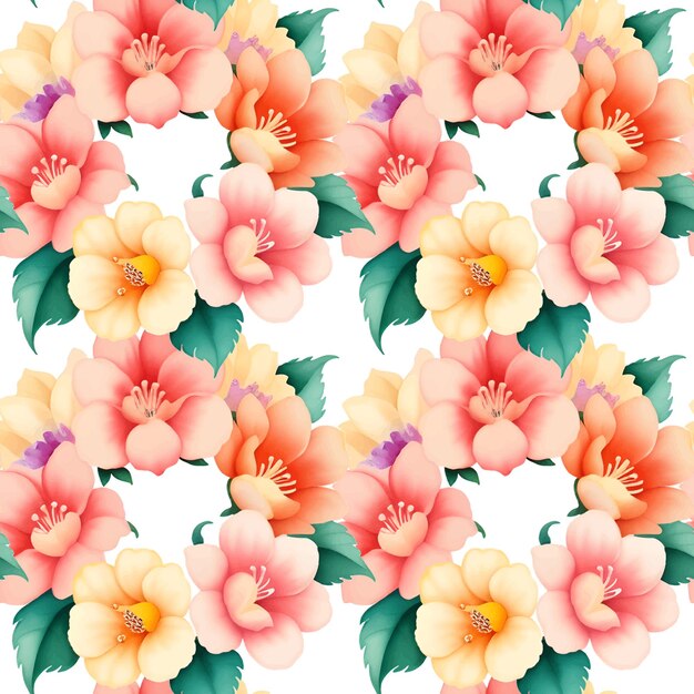 Floral shape watercolor seamless pattern