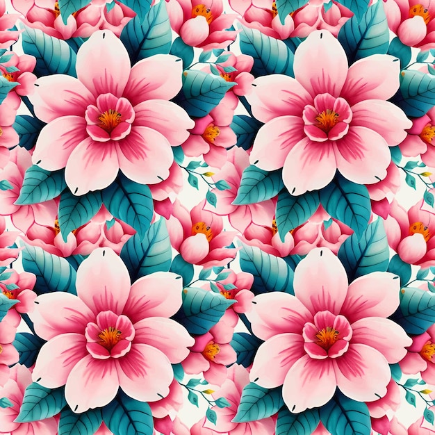 Floral shape watercolor seamless pattern