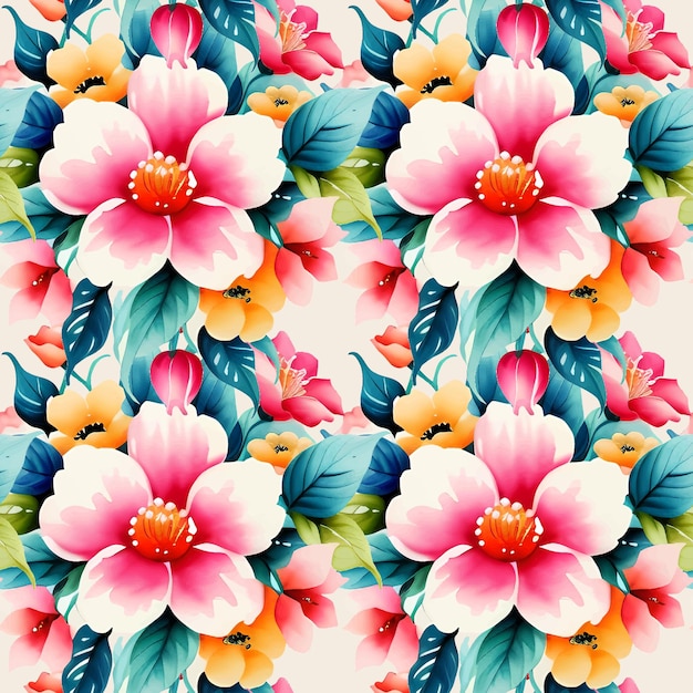 Floral shape watercolor seamless pattern