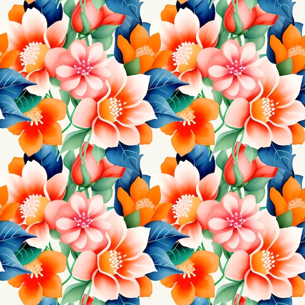 Floral shape watercolor seamless pattern