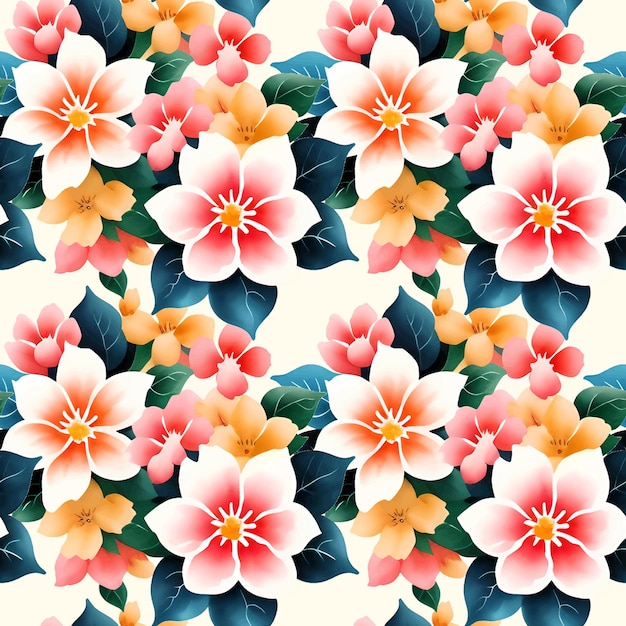 Floral shape watercolor seamless pattern