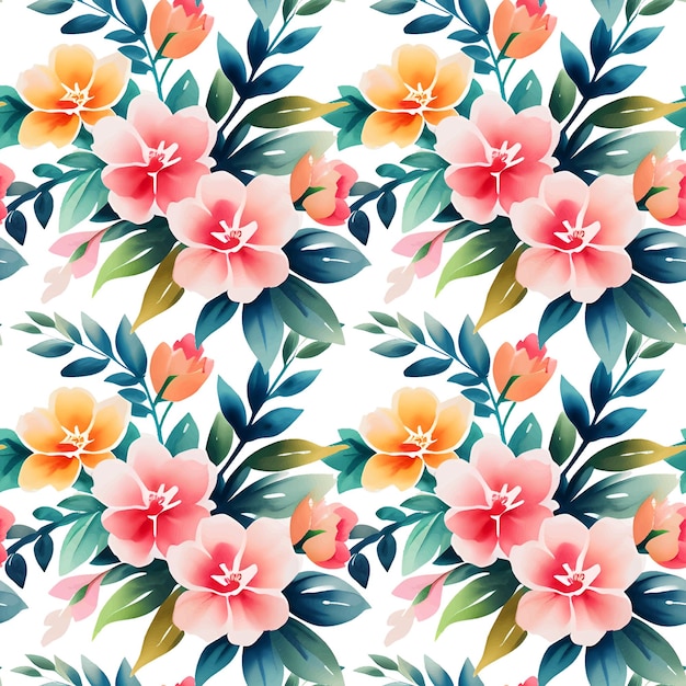 Floral shape watercolor seamless pattern