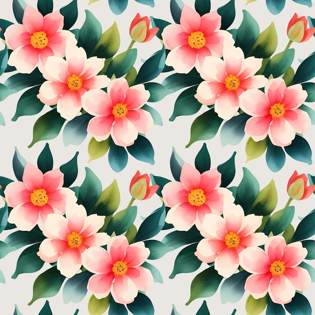 Floral shape watercolor seamless pattern