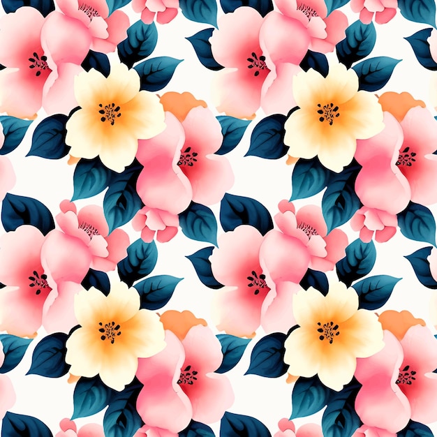 Vector floral shape watercolor seamless pattern