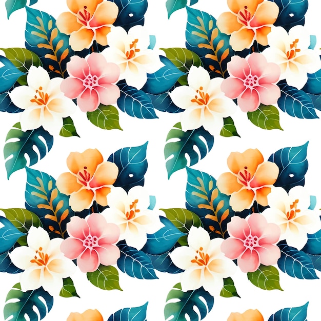 Floral shape watercolor seamless pattern