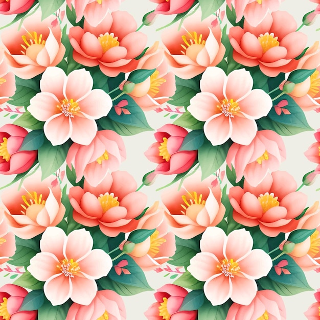 Floral shape watercolor seamless pattern