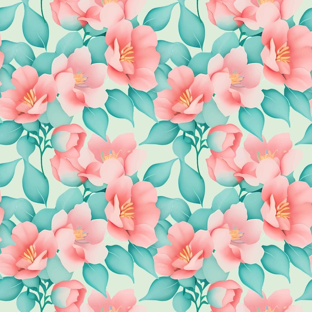 Floral shape watercolor seamless pattern