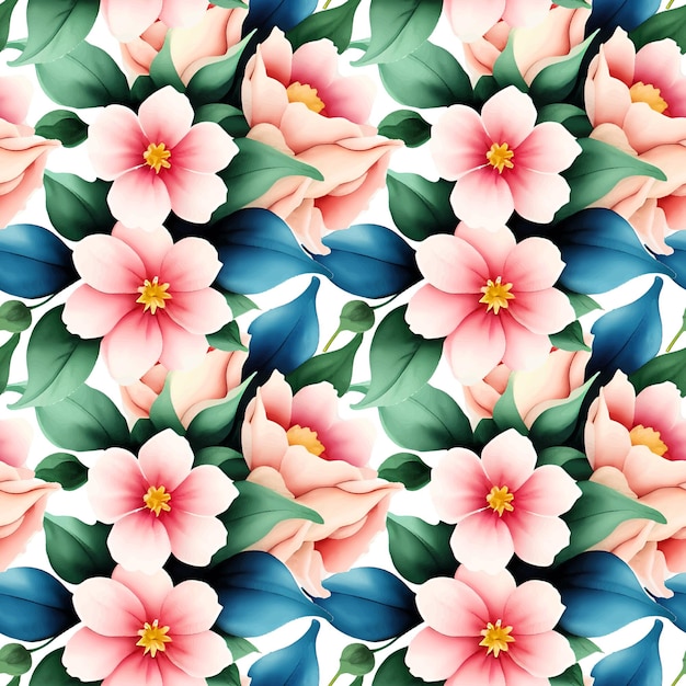 Floral shape watercolor seamless pattern