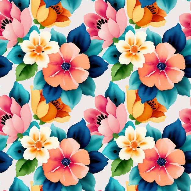 Floral shape watercolor seamless pattern