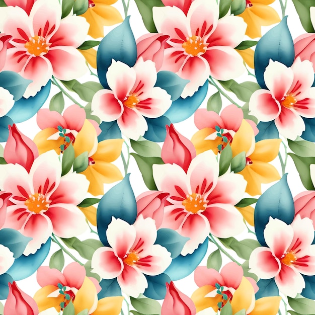 Floral shape watercolor seamless pattern