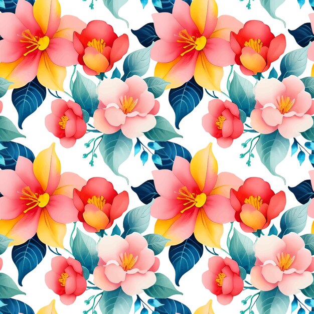 Floral shape watercolor seamless pattern