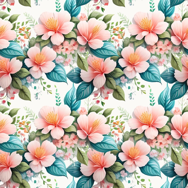 Floral shape watercolor seamless pattern