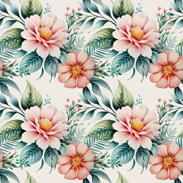 Floral shape watercolor seamless pattern