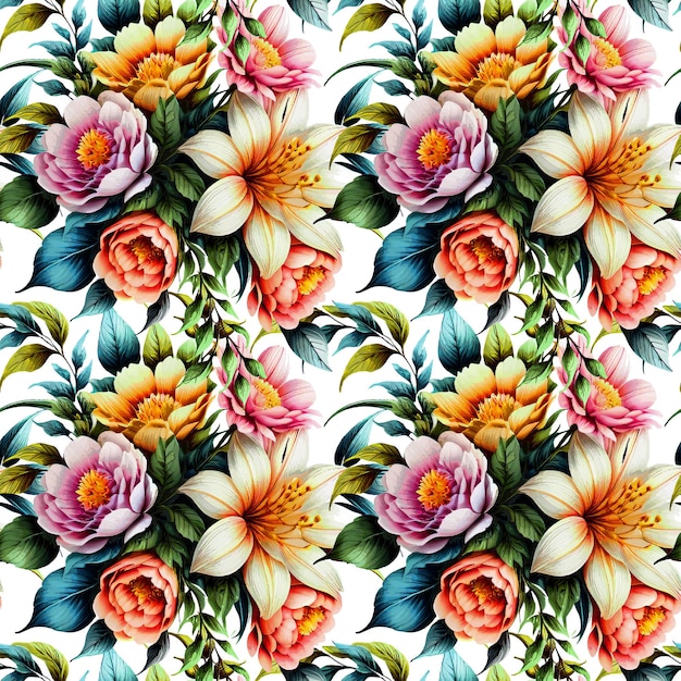 Vector floral shape watercolor seamless pattern