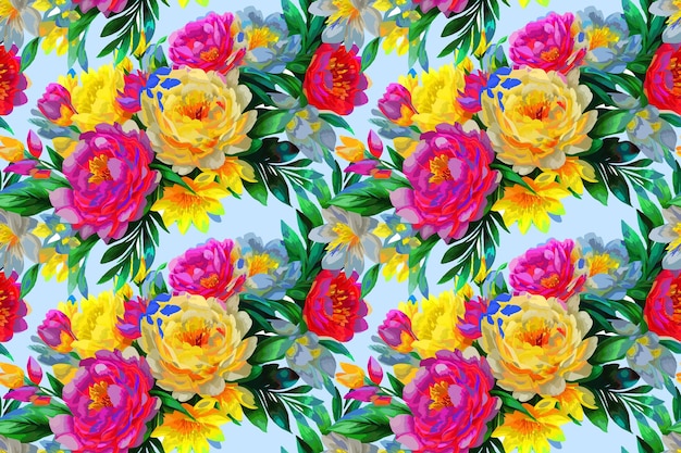 Floral shape watercolor seamless pattern