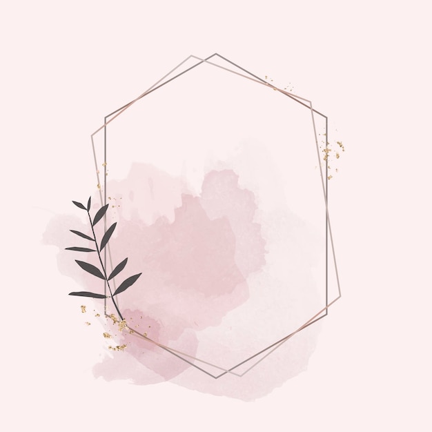 Floral shimmering hexagon frame vector