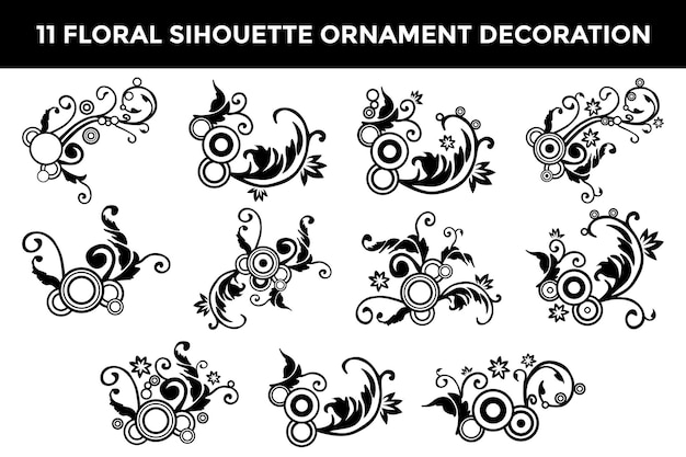 Vector floral silhouette black and white ornament decoration