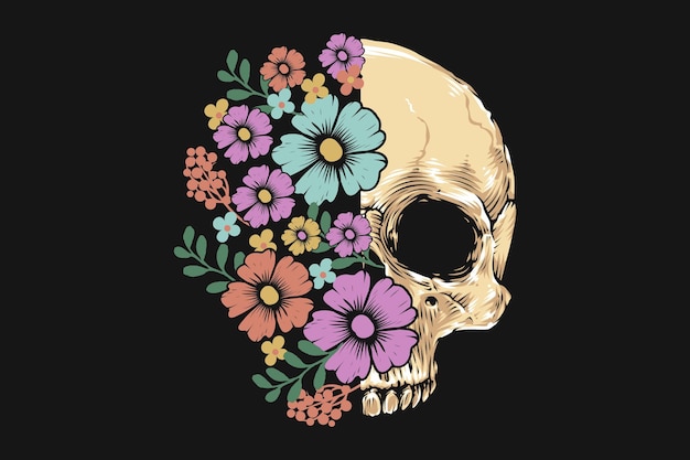 Floral Skull Skeleton T-shirt