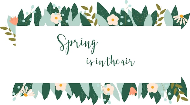 Floral spring banner template vector illustration for card spring is in the air