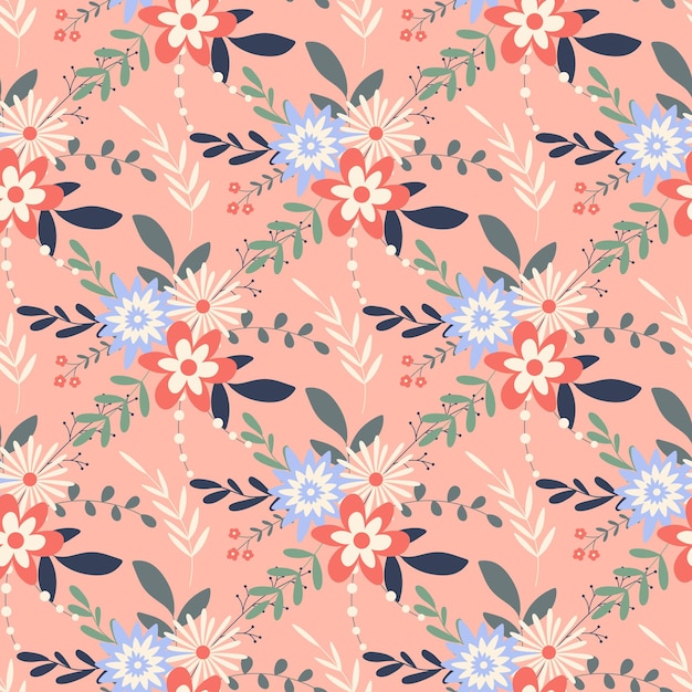 Floral spring seamless pattern delicate flowering wild flowers