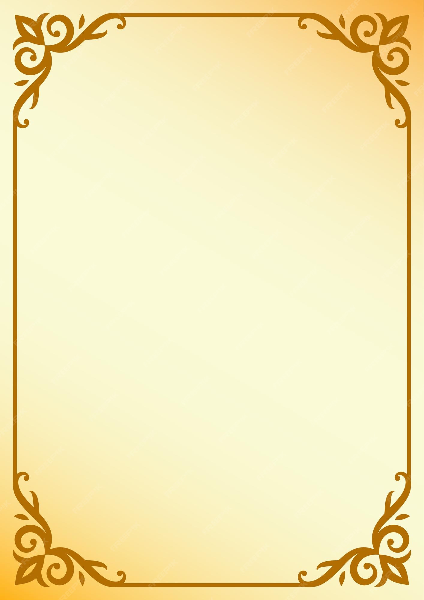 Premium Vector | Floral style border frame design on gradient gold  background