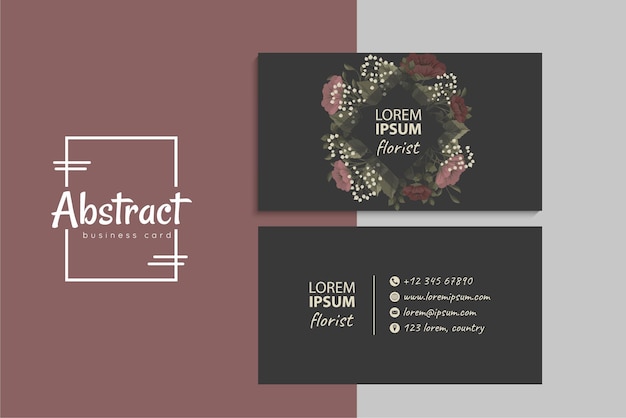 Vector floral style business card template vector. back and front set