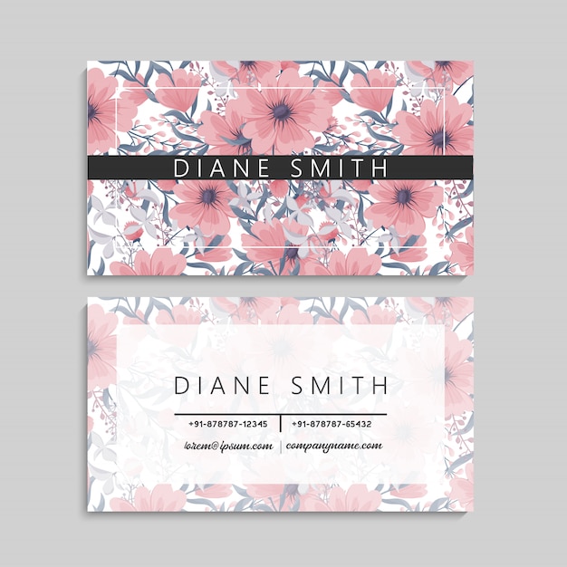 Floral style business card template vector