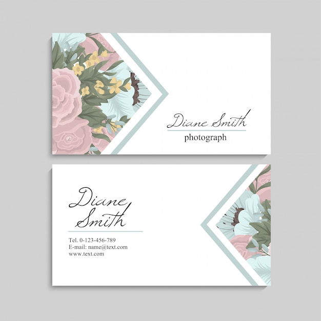 Floral style business card template vector