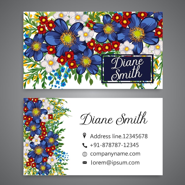 Vector floral style business card template vector