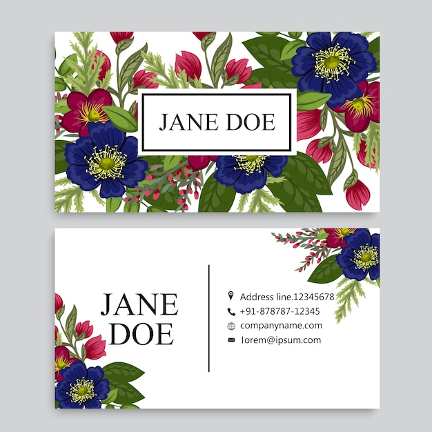 Vector floral style business card template