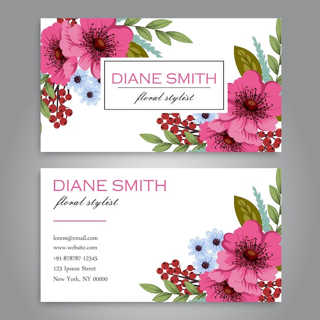 Floral style business card template