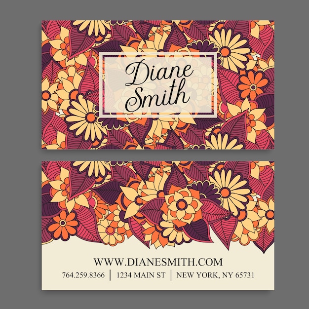 Floral style business card template