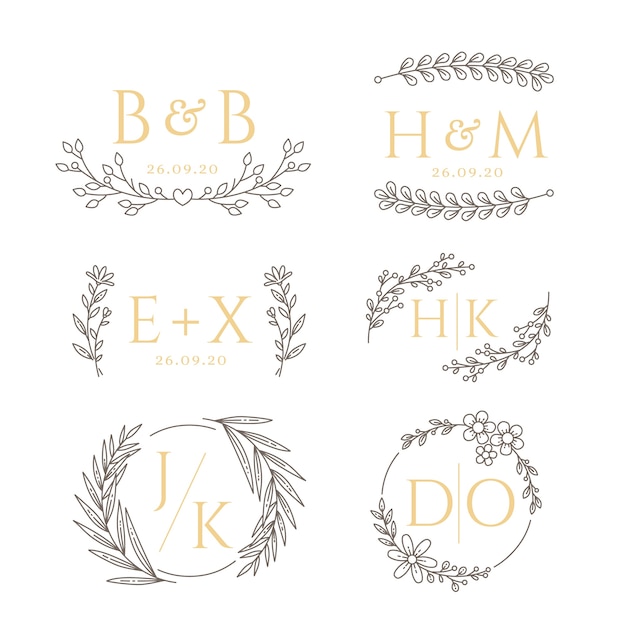 Vector floral style for wedding monograms