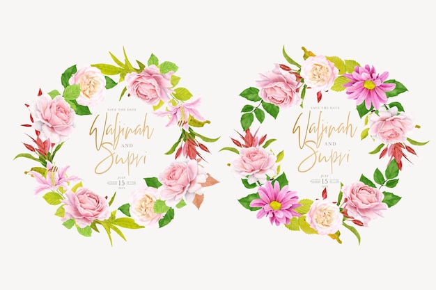 Vector floral summer wreath and background