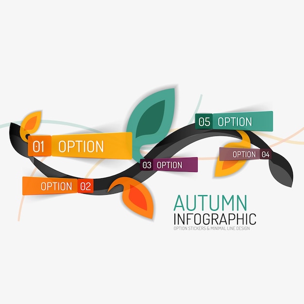 Floral swirl autumn infographic report minimal