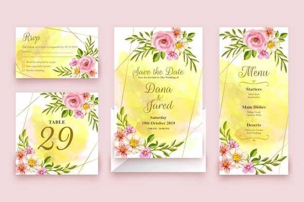 Vector floral template wedding stationery