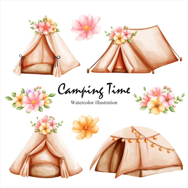 Floral tent with flowers vector illustrationxa