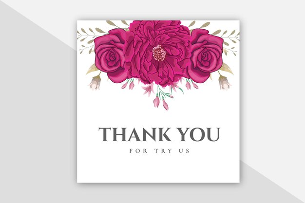 Vector floral thank you card template