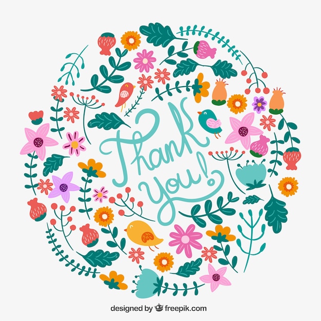 Vector floral thank you card