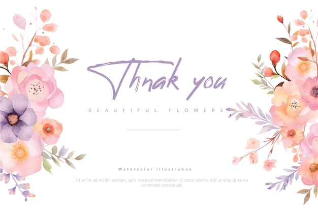 Vector floral thank you card