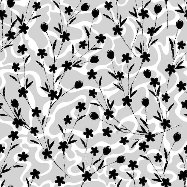 Floral themed seamless pattern