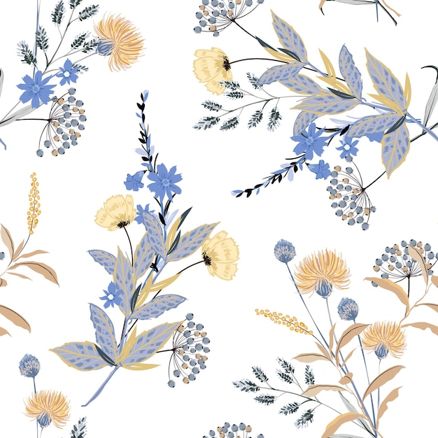 Floral themed seamless pattern