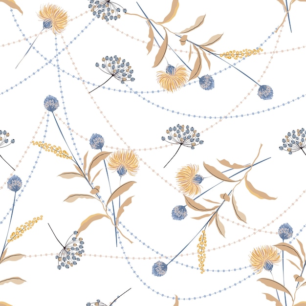 Floral themed seamless pattern