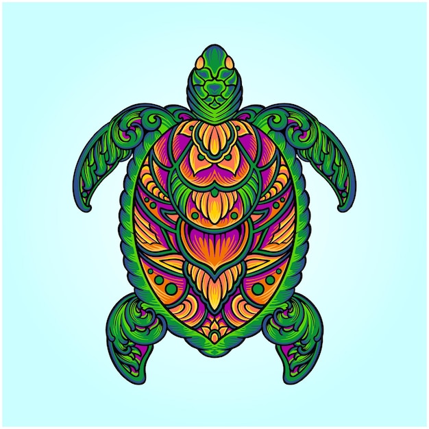 Vector floral turtle vintage ornament illustration